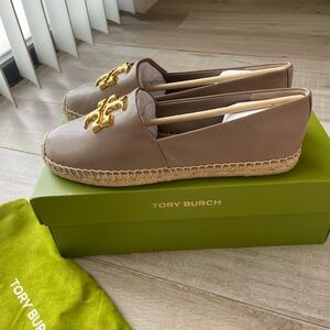 Tory Burch Brown Espadrilles with Gold Logo